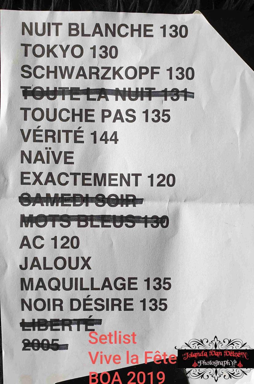 Setlist Vive la Fete
